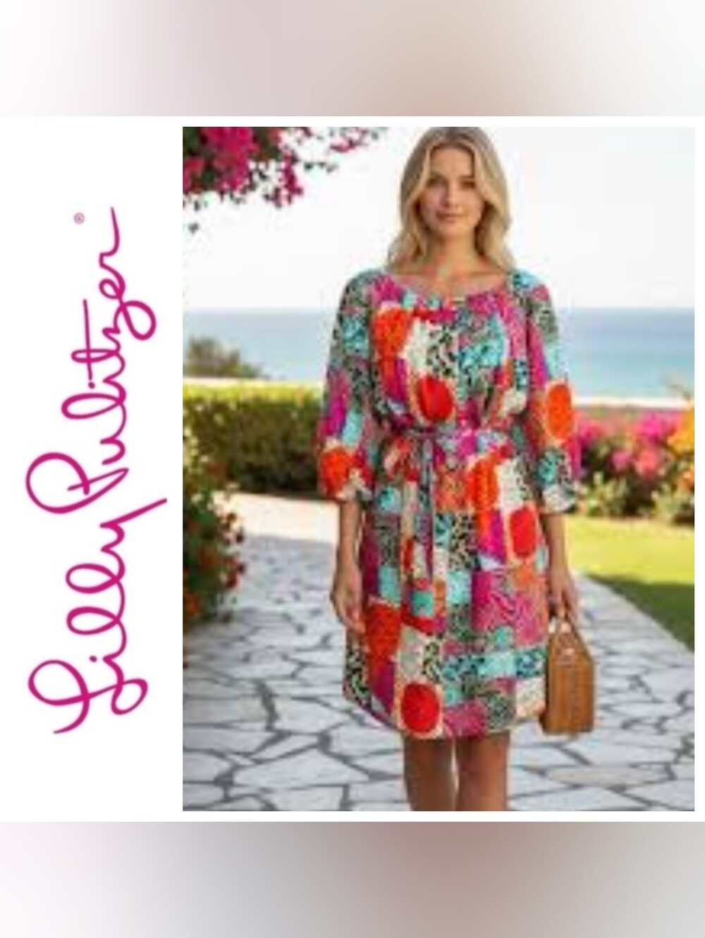 Lilly Pulitzer | Signature Keating Patchwork Silk Pleated Neckline Shift Dress 0
